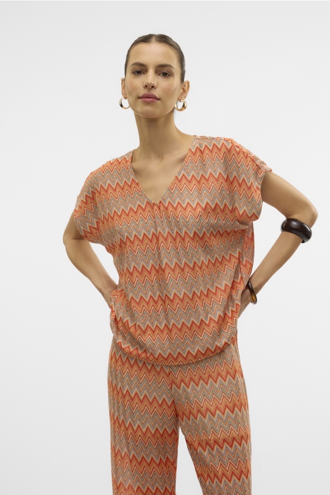 VMDICTE SS V-NECK TOP JRS GA VO 10328139 DUBARRY/DICTE